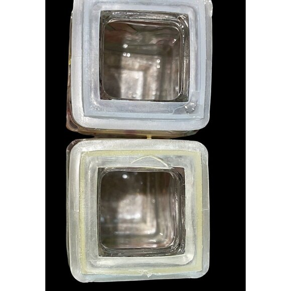 Vintage Glass Square Salt & Pepper Shakers W/ carrier. 6' H X 4.5' W - Picture 5 of 8